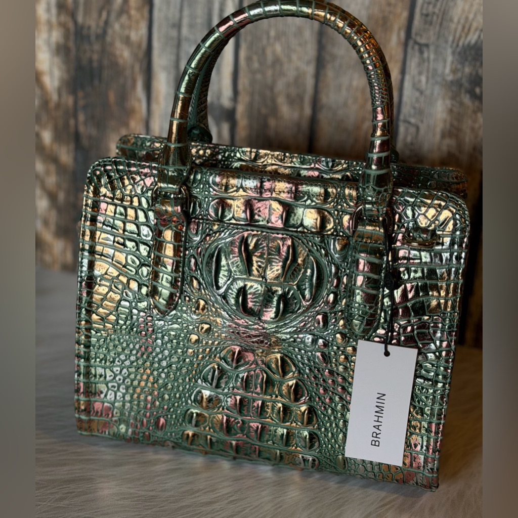 Nwt Brahmin Soulful Cami Green Copper Metallic Iridescent